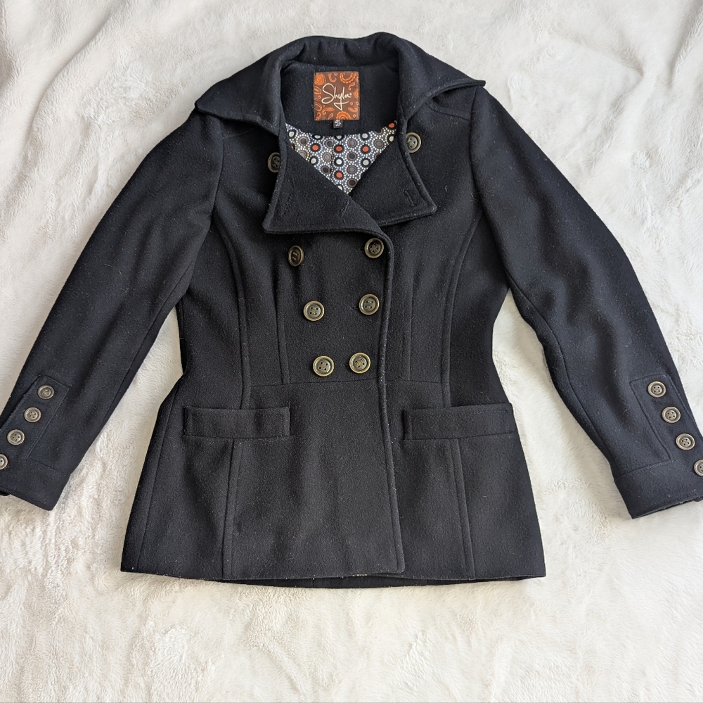 Shyla Wool Blend Pea Coat, Size 6